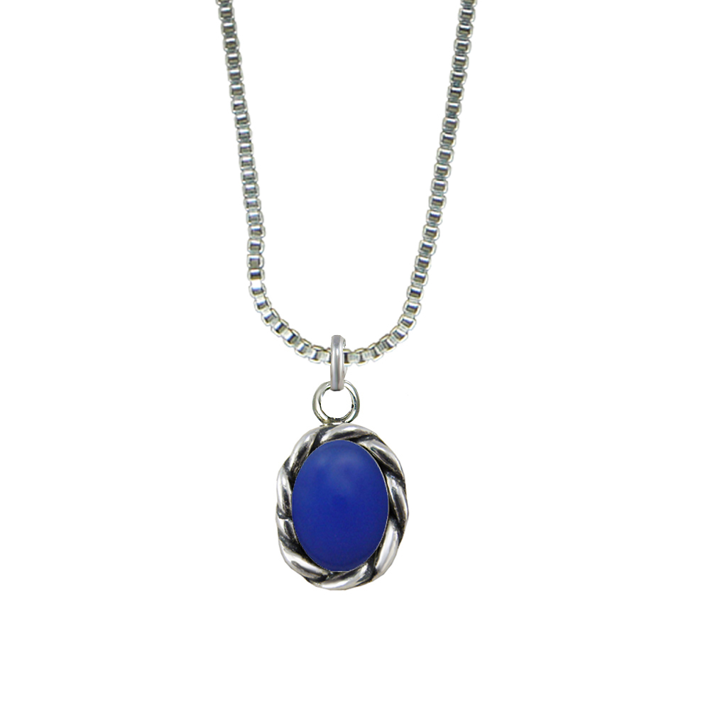 Sterling Silver Little Blue Onyx Pendant Necklace